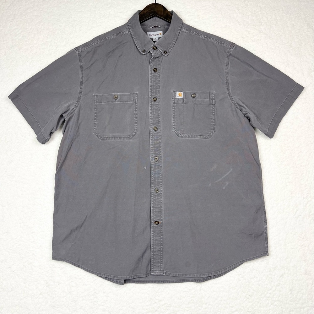 Carhartt Men’s Short Sleeve Button-Down Shirt - Gray Size XL